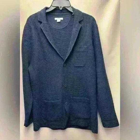 BRAX Men's Jasper Sweater Knit Blazer Sea Navy Blue Waffle Textured Size 52 - Picture 3 of 12